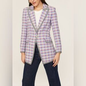NEW VERONICA BEARD Etney Light Violet Tweed Dickey Jacket 6